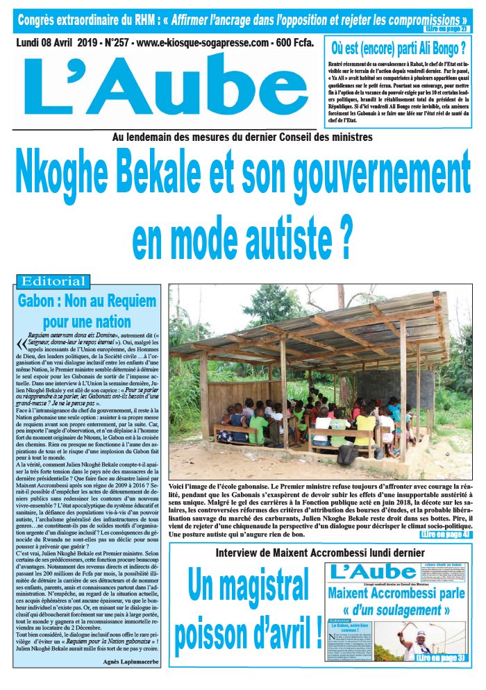 L'Aube 08 avril 2019 Abonnement L'Aube Pas Cher avec le BOUQUET ePresse.fr