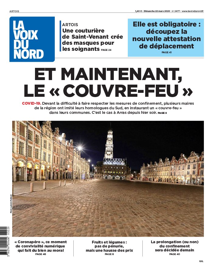La Voix du Nord N°20200322 du 22 mars 2020 à télécharger sur iPad