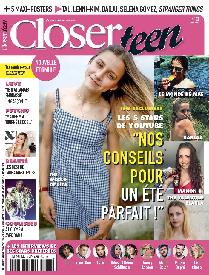 Closer Teen 06 juillet 2018 Abonnement Closer Teen Pas Cher avec le BOUQUET ePresse.fr