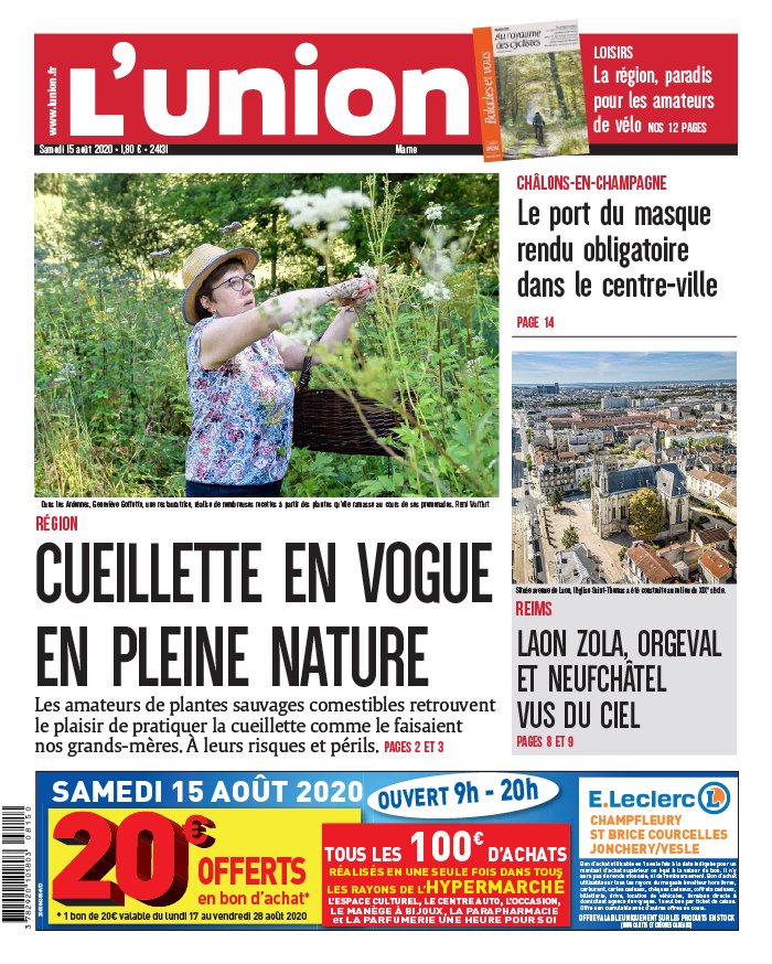 L'Union 15 août 2020 Abonnement à L’Union Pas Cher avec le BOUQUET INFO ePresse.fr