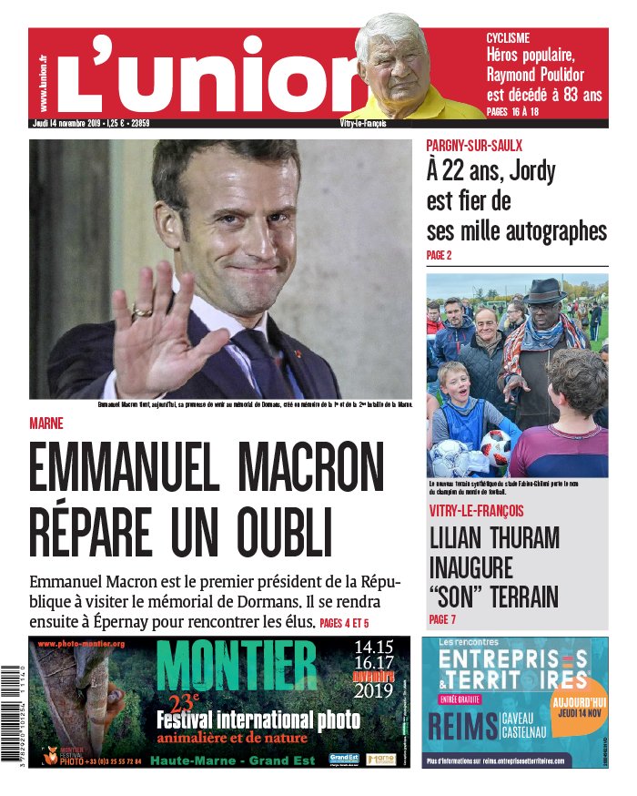 L'Union 14 novembre 2019 Abonnement à L’Union Pas Cher avec le BOUQUET INFO ePresse.fr