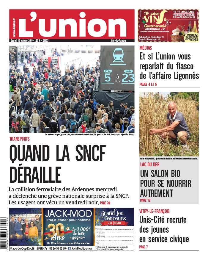 L'Union 19 octobre 2019 Abonnement à L’Union Pas Cher avec le BOUQUET INFO ePresse.fr
