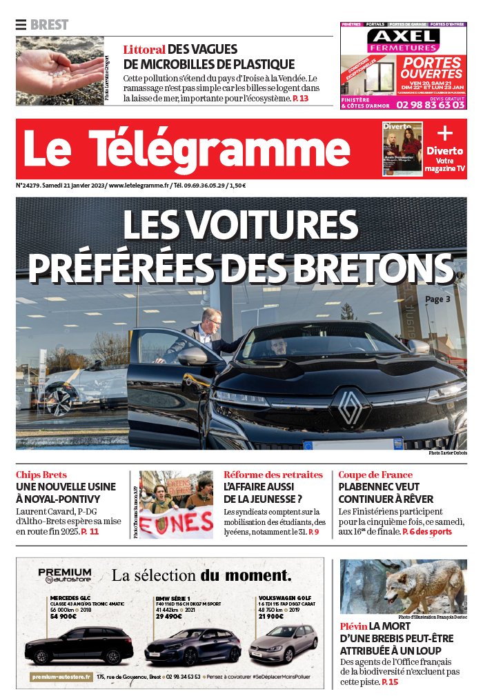 Le Télégramme N°20230121 Du 21 Janvier 2023 à Télécharger Sur Ipad 