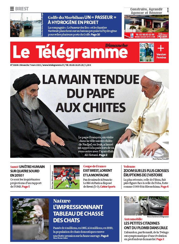 Le Télégramme 07 mars 2021 Abonnement Le Télégramme Pas Cher avec BOUQUET INFO ePresse.fr