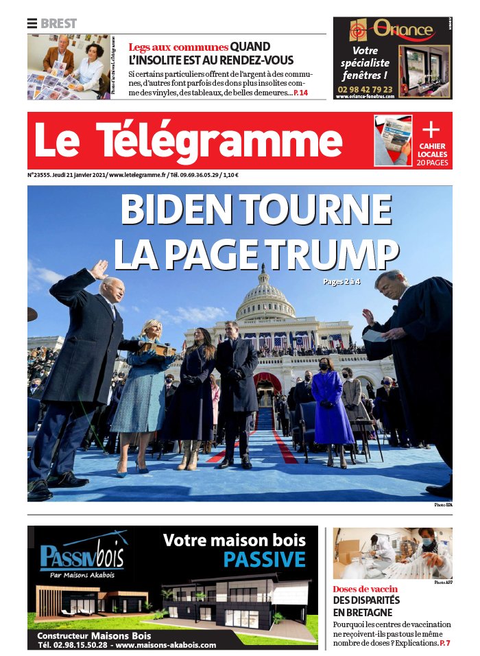 Le Télégramme 21 janvier 2021 Abonnement Le Télégramme Pas Cher avec BOUQUET INFO ePresse.fr