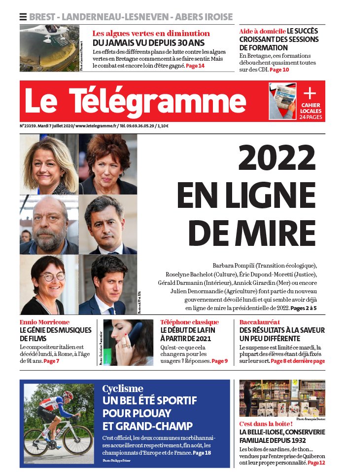 Le Télégramme 07 juillet 2020 Abonnement Le Télégramme Pas Cher avec BOUQUET INFO ePresse.fr