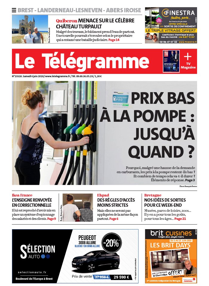 Le Télégramme 06 juin 2020 Abonnement Le Télégramme Pas Cher avec BOUQUET INFO ePresse.fr