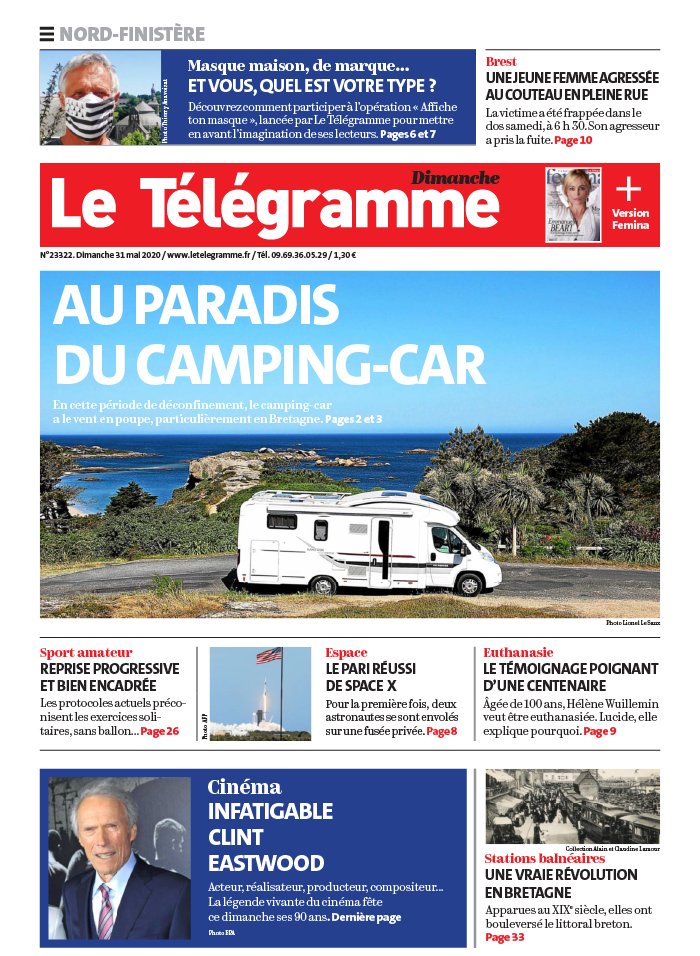 Le Télégramme 31 mai 2020 Abonnement Le Télégramme Pas Cher avec BOUQUET INFO ePresse.fr
