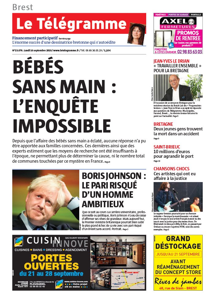 Le Télégramme 16 septembre 2019 Abonnement Le Télégramme Pas Cher avec BOUQUET INFO ePresse.fr