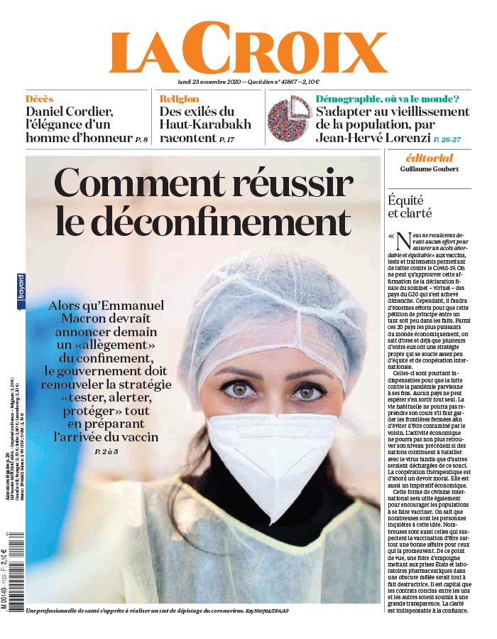 La Croix 23 novembre 2020 Abonnement à La Croix Pas Cher avec le BOUQUET INFO ePresse.fr