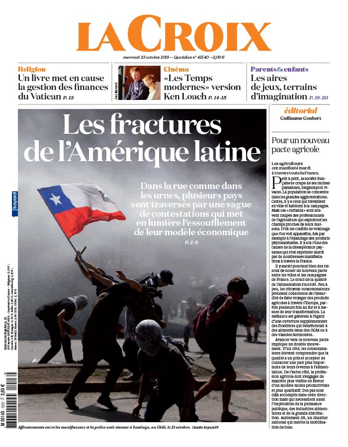 La Croix 23 octobre 2019 La Croix N°41540 du 23 octobre 2019 à télécharger sur iPad