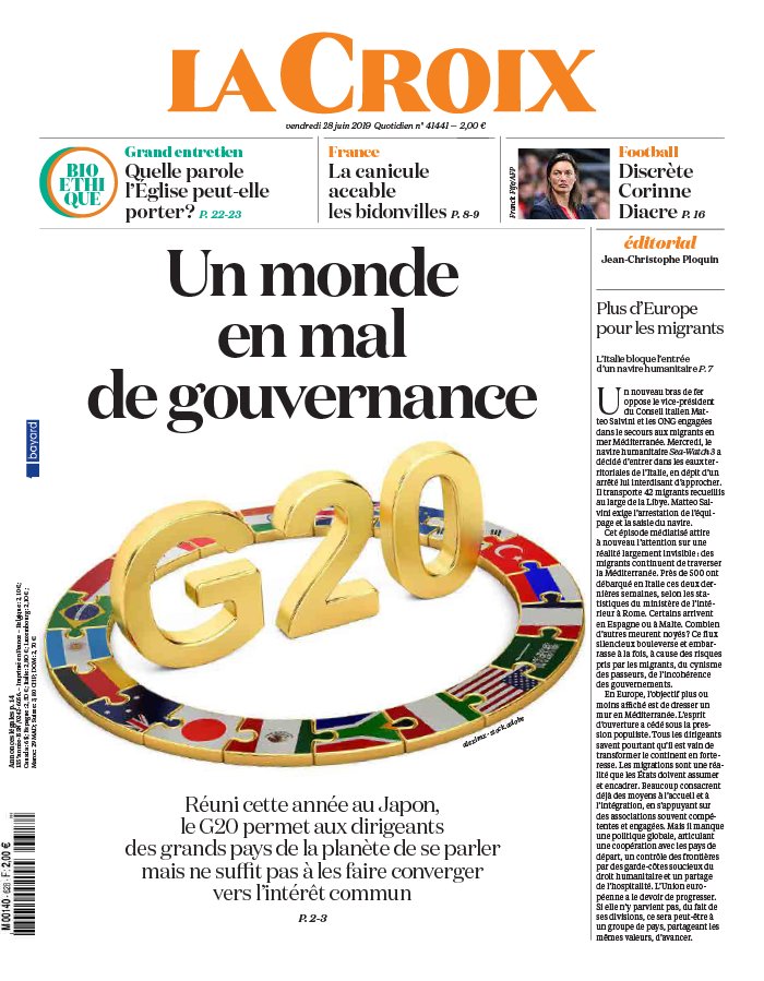 La Croix 28 juin 2019 La Croix N°41441 du 28 juin 2019 à télécharger sur iPad