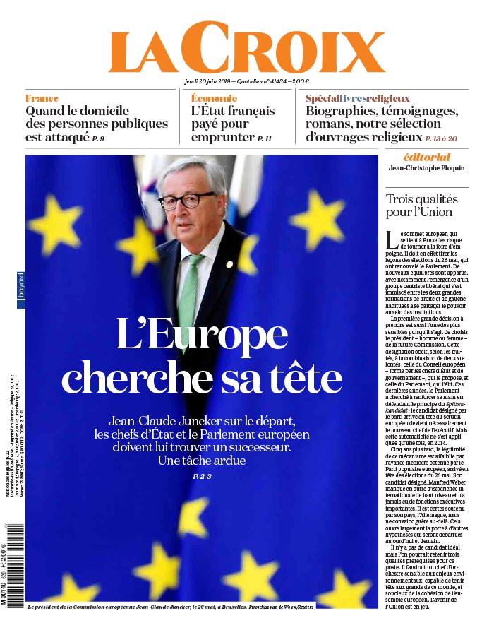 La Croix 20 juin 2019 La Croix N°41434 du 20 juin 2019 à télécharger sur iPad
