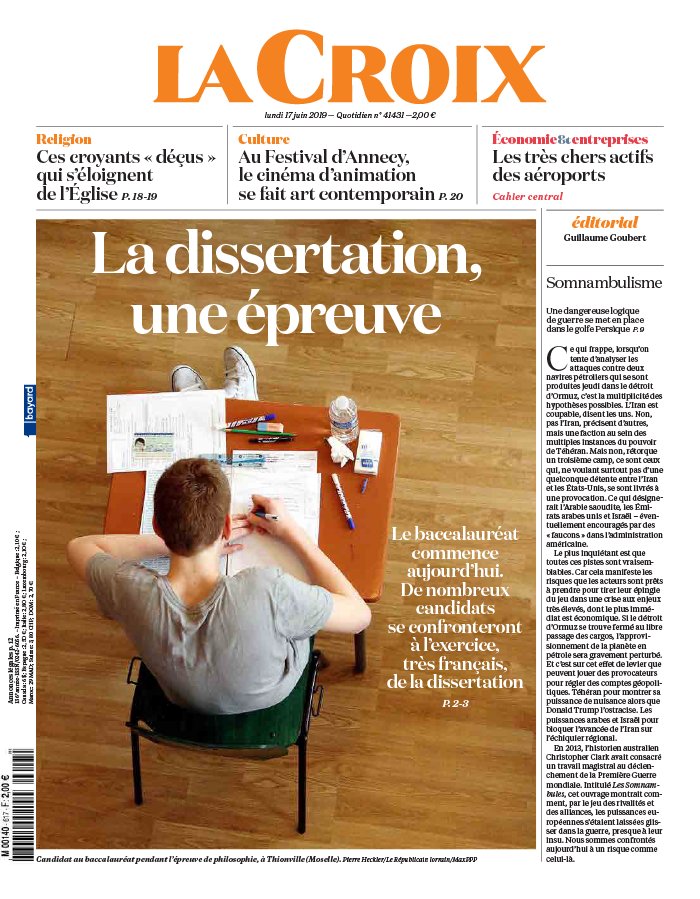 La Croix 17 juin 2019 La Croix N°41431 du 17 juin 2019 à télécharger sur iPad