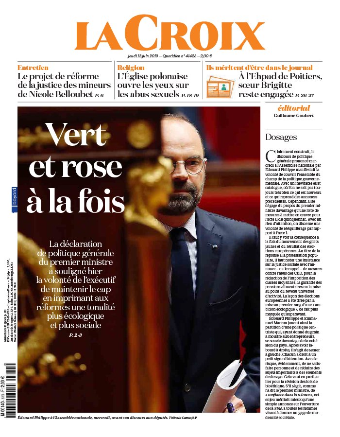 La Croix 13 juin 2019 La Croix N°41428 du 13 juin 2019 à télécharger sur iPad