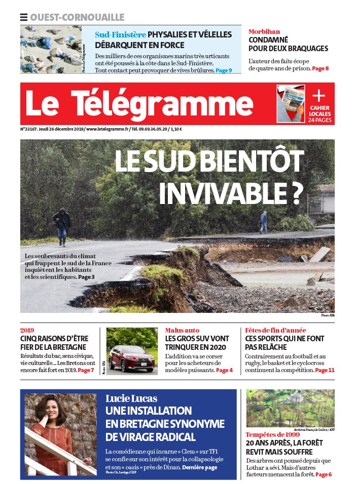 Le Telegramme N Du 26 Decembre 19 A Telecharger Sur Ipad