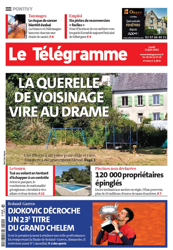 Le Télégramme N°20230612 du 12 juin 2023 à télécharger sur iPad