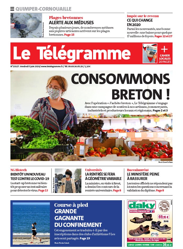 Le Télégramme 05 juin 2020 Abonnement Le Télégramme Pas Cher avec BOUQUET INFO ePresse.fr