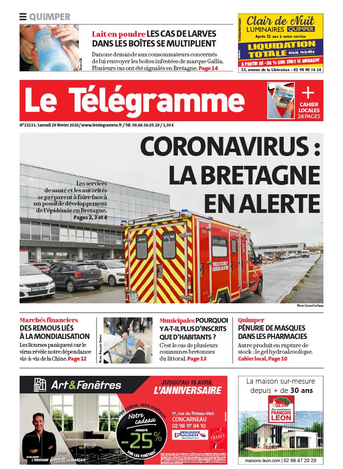 Le Télégramme 29 février 2020 Abonnement Le Télégramme Pas Cher avec BOUQUET INFO ePresse.fr