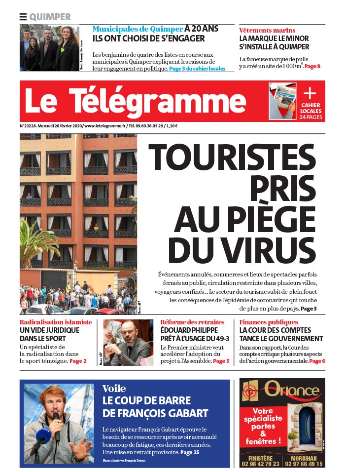 Le Télégramme 26 février 2020 Abonnement Le Télégramme Pas Cher avec BOUQUET INFO ePresse.fr