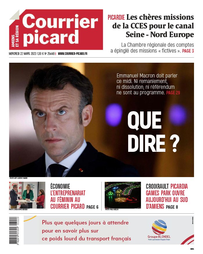 Courrier Picard N°20230322 du 22 mars 2023 à télécharger sur iPad