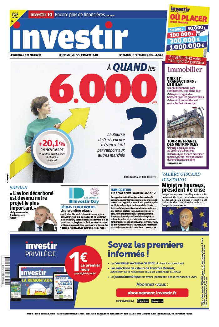 Investir 05 décembre 2020 Abonnement Investir Pas Cher avec le BOUQUET ePresse.fr
