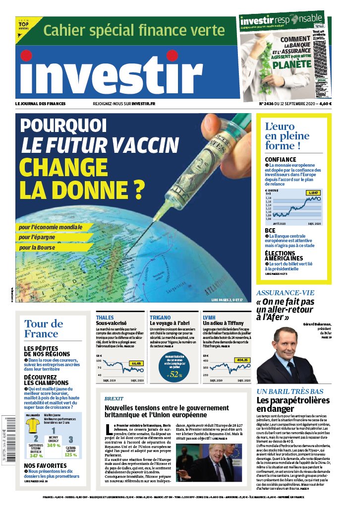 Investir 12 septembre 2020 Abonnement Investir Pas Cher avec le BOUQUET ePresse.fr