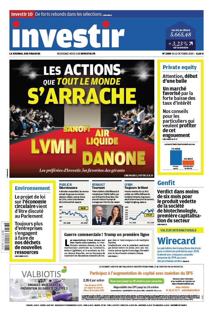 Investir 12 octobre 2019 Abonnement Investir Pas Cher avec le BOUQUET ePresse.fr