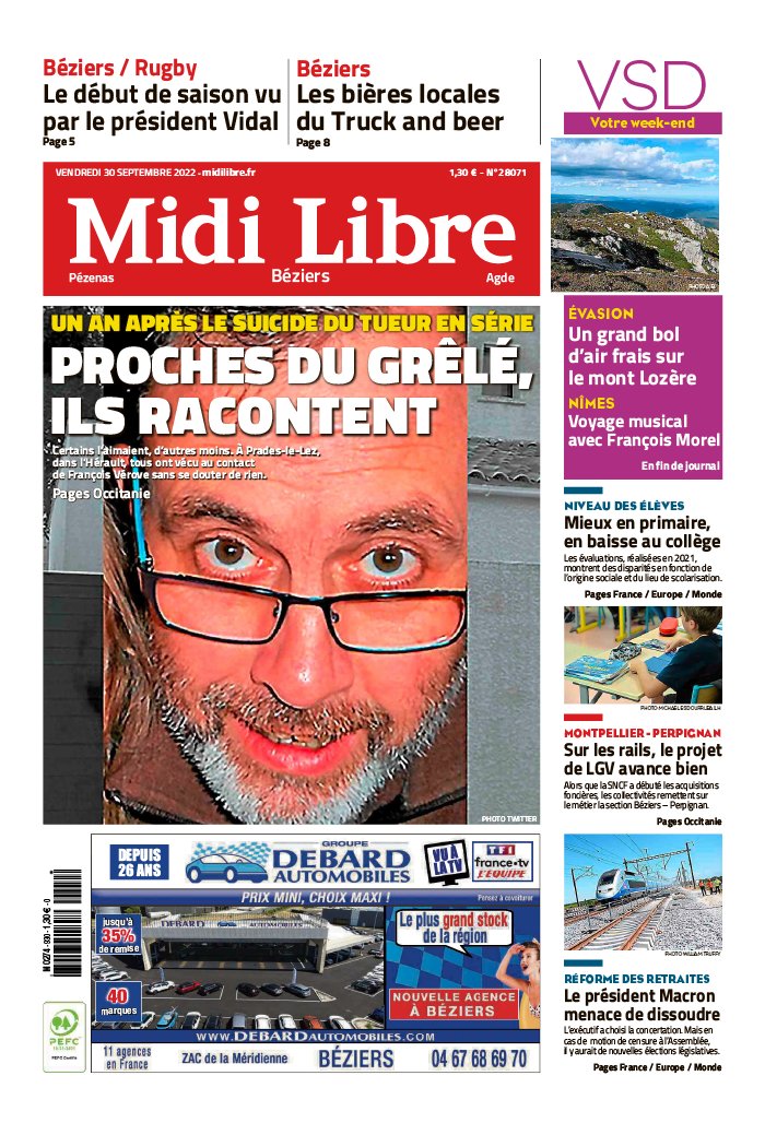 Midi Libre N°20220930 du 30 septembre 2022 à télécharger sur iPad