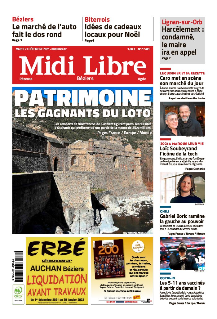Midi Libre N°20211221 du 21 décembre 2021 à télécharger sur iPad