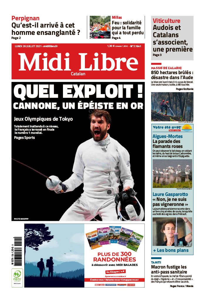 Midi Libre N°20210726 Du 26 Juillet 2021 à Télécharger Sur IPad