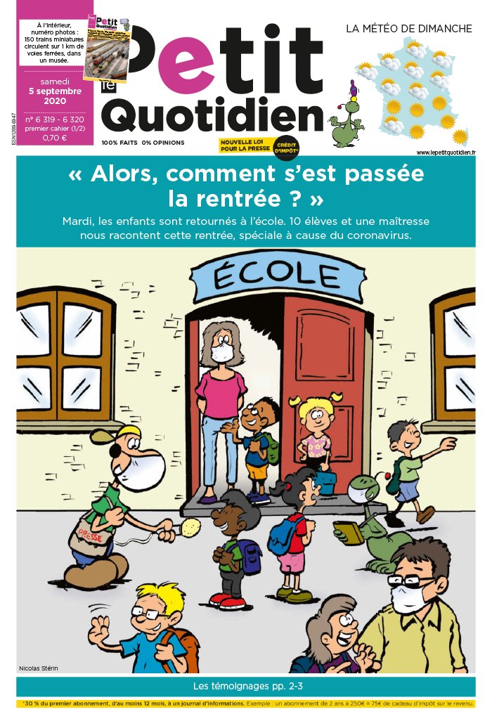 Le Petit Quotidien N°6319 du 05 septembre 2020 à télécharger sur iPad