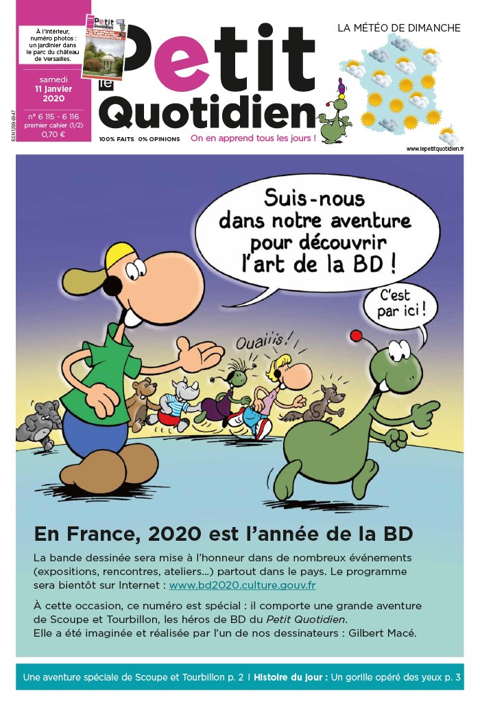 Le Petit Quotidien N°6115 du 11 janvier 2020 à télécharger sur iPad