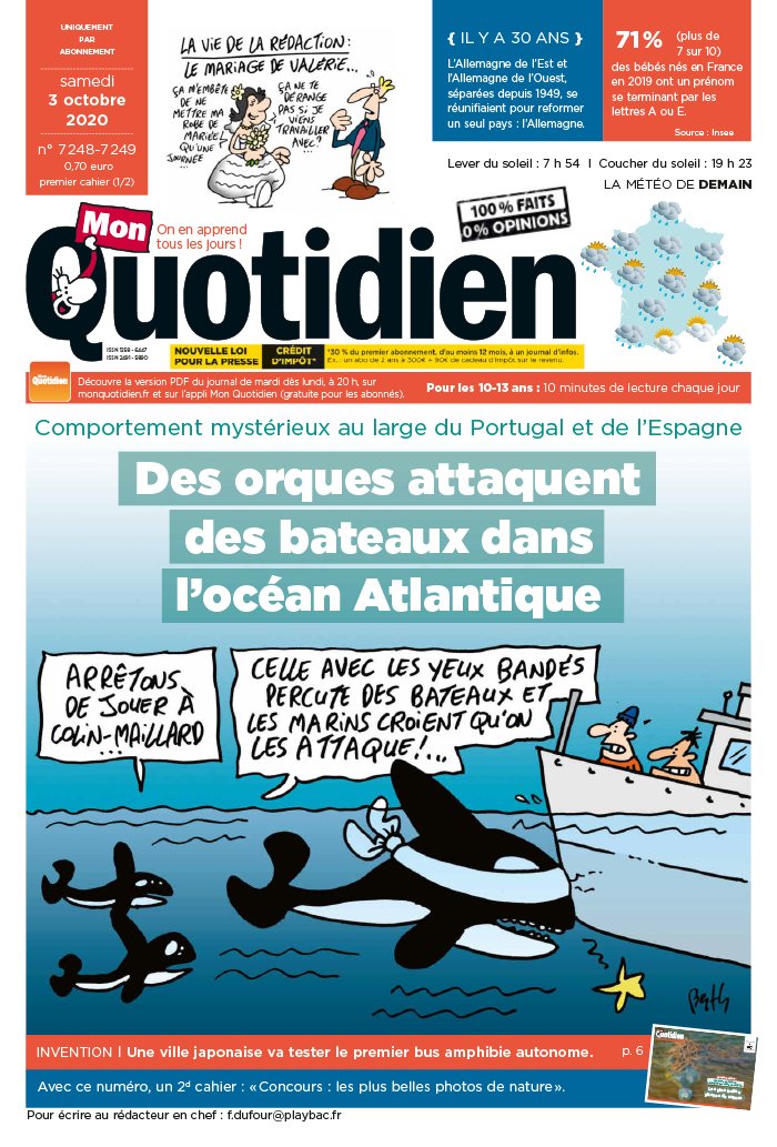 Mon Quotidien N 7248 Du 03 Octobre A Telecharger Sur Ipad