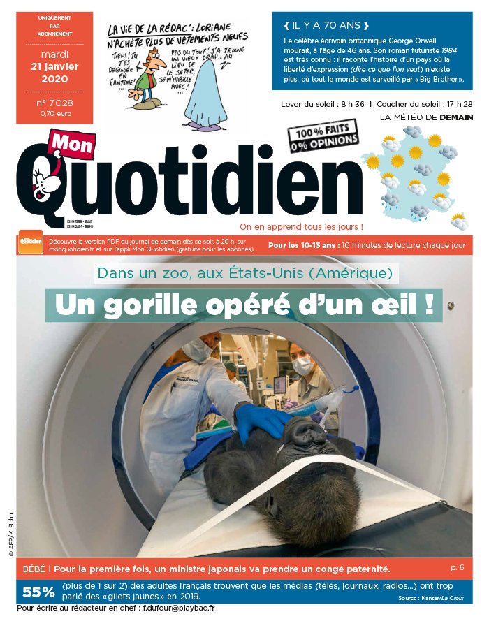 Mon Quotidien N 7028 Du 21 Janvier A Telecharger Sur Ipad
