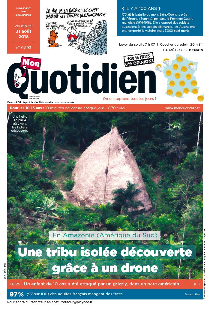 Mon Quotidien N 6593 Du 31 Août 2018 à Télécharger Sur Ipad
