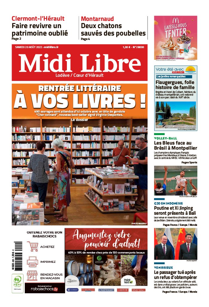 Midi Libre N°20220820 Du 20 Août 2022 à Télécharger Sur IPad