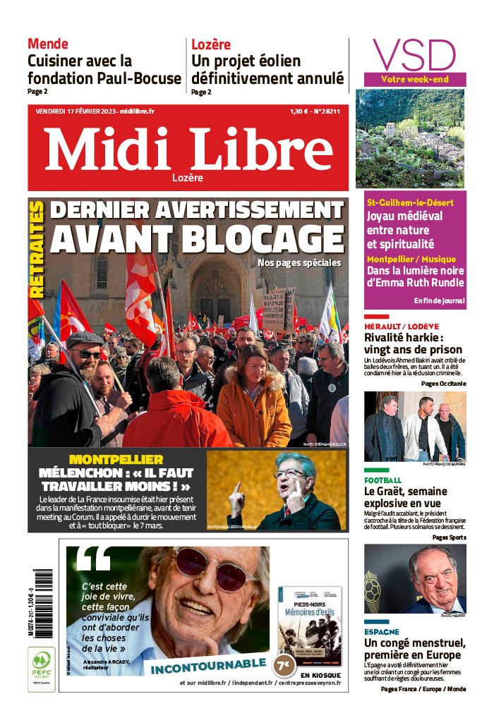 Midi Libre N°20230217 Du 17 Février 2023 à Télécharger Sur IPad