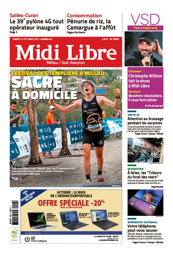 Midi Libre N°20221022 du 22 octobre 2022 à télécharger sur iPad