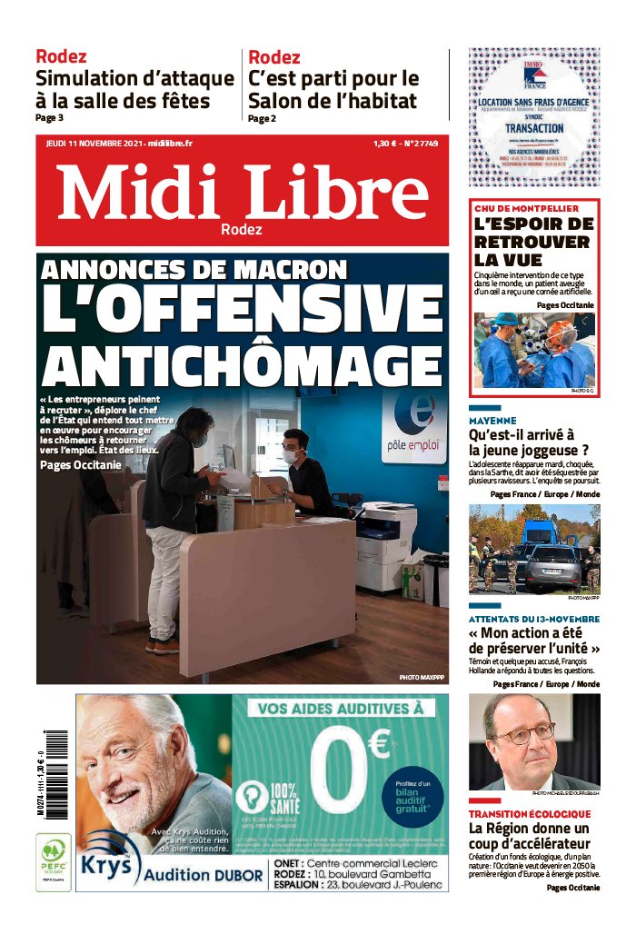 Midi Libre N°20211111 du 11 novembre 2021 à télécharger sur iPad