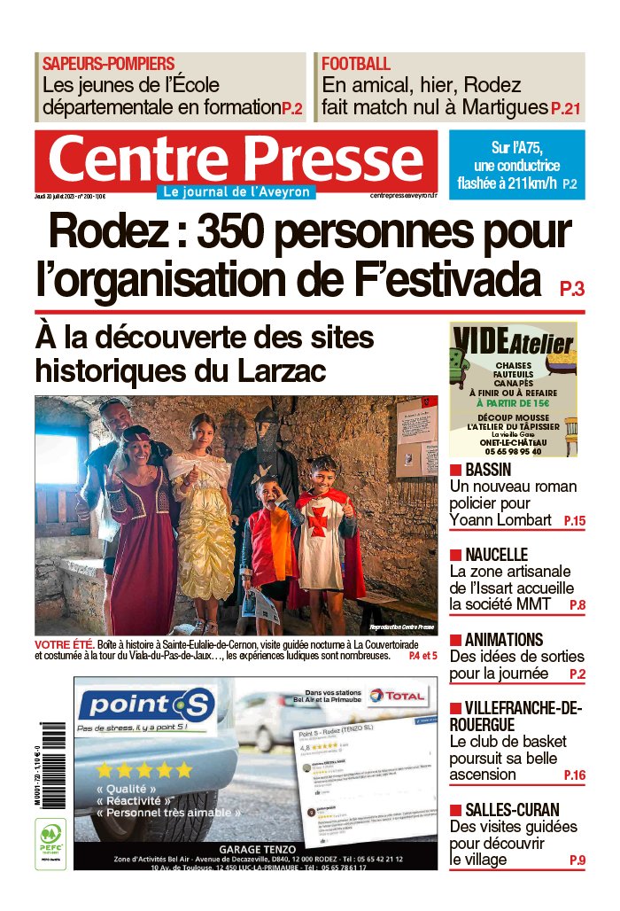 Centre Presse Aveyron N°20230720 Du 20 Juillet 2023 à Télécharger Sur Ipad