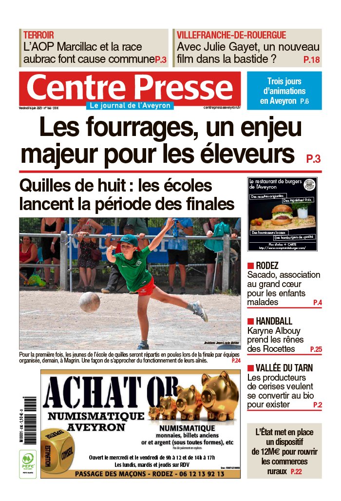 Centre Presse Aveyron N°20230616 Du 16 Juin 2023 à Télécharger Sur Ipad