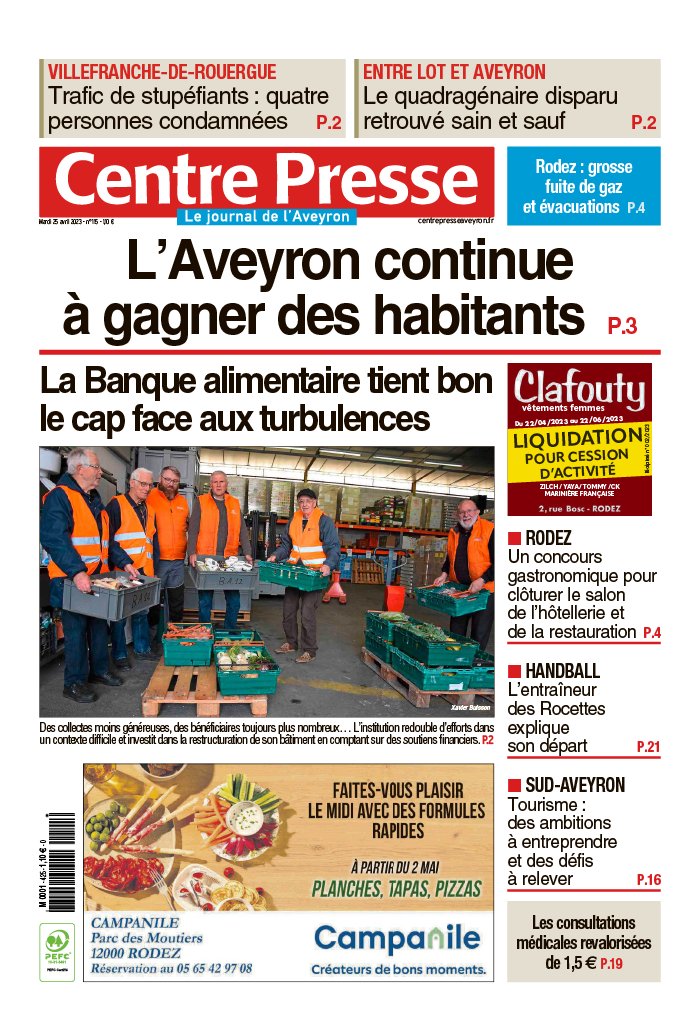 Centre Presse Aveyron N°20230425 Du 25 Avril 2023 à Télécharger Sur Ipad