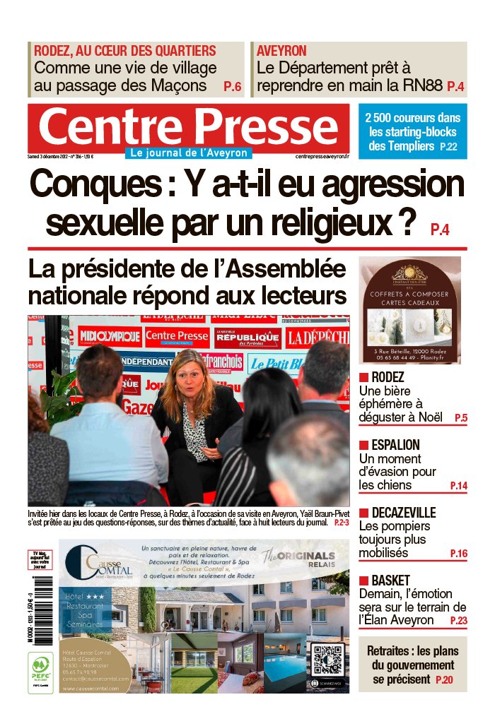 Centre Presse Aveyron N°20221203 Du 03 Décembre 2022 à Télécharger Sur Ipad