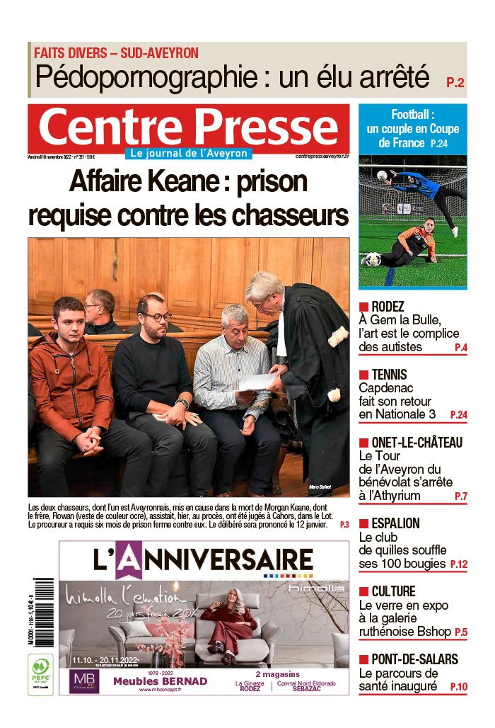 Centre Presse Aveyron N°20221118 Du 18 Novembre 2022 à Télécharger Sur Ipad