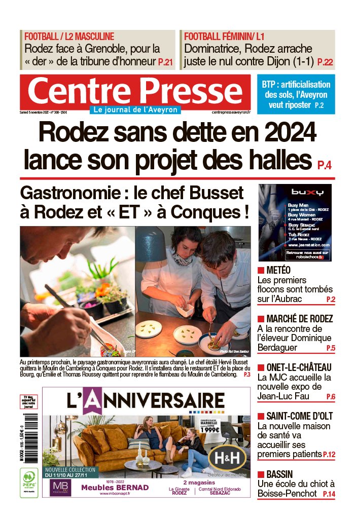 Centre Presse Aveyron N°20221105 Du 05 Novembre 2022 à Télécharger Sur Ipad