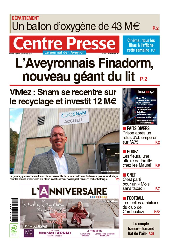 Centre Presse Aveyron N°20221026 Du 26 Octobre 2022 à Télécharger Sur Ipad