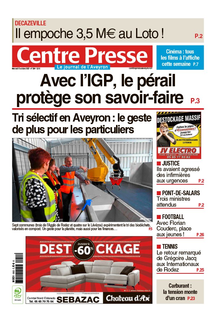 Centre Presse Aveyron N°20221012 du 12 octobre 2022 à télécharger sur iPad