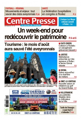 Centre Presse Aveyron N°20220915 du 15 septembre 2022 à télécharger sur iPad
