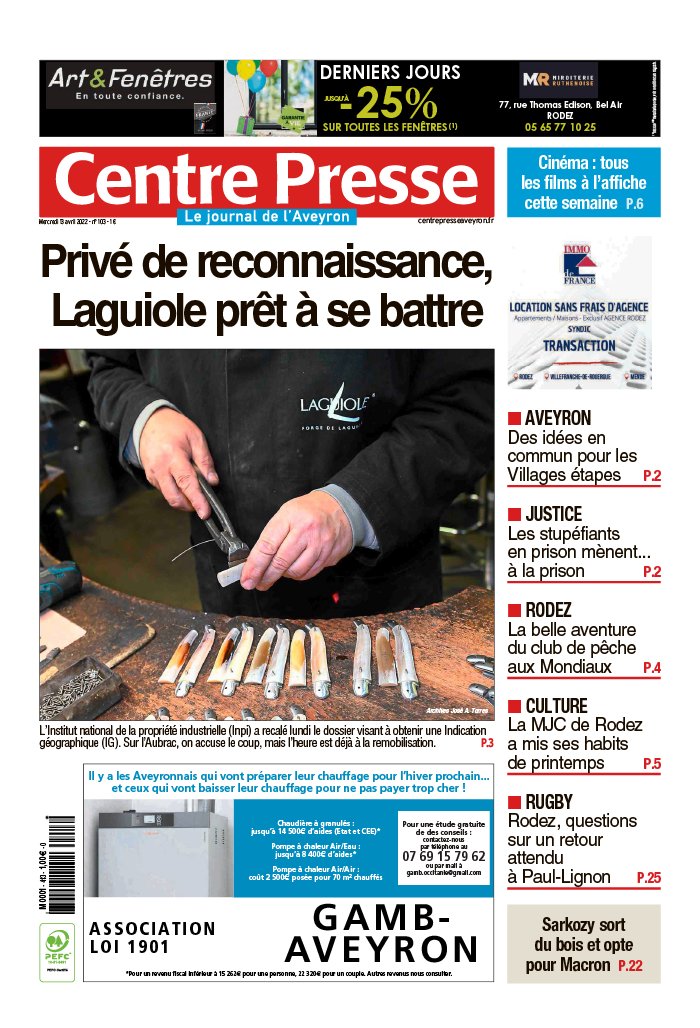 Centre Presse Aveyron N°20220413 du 13 avril 2022 à télécharger sur iPad